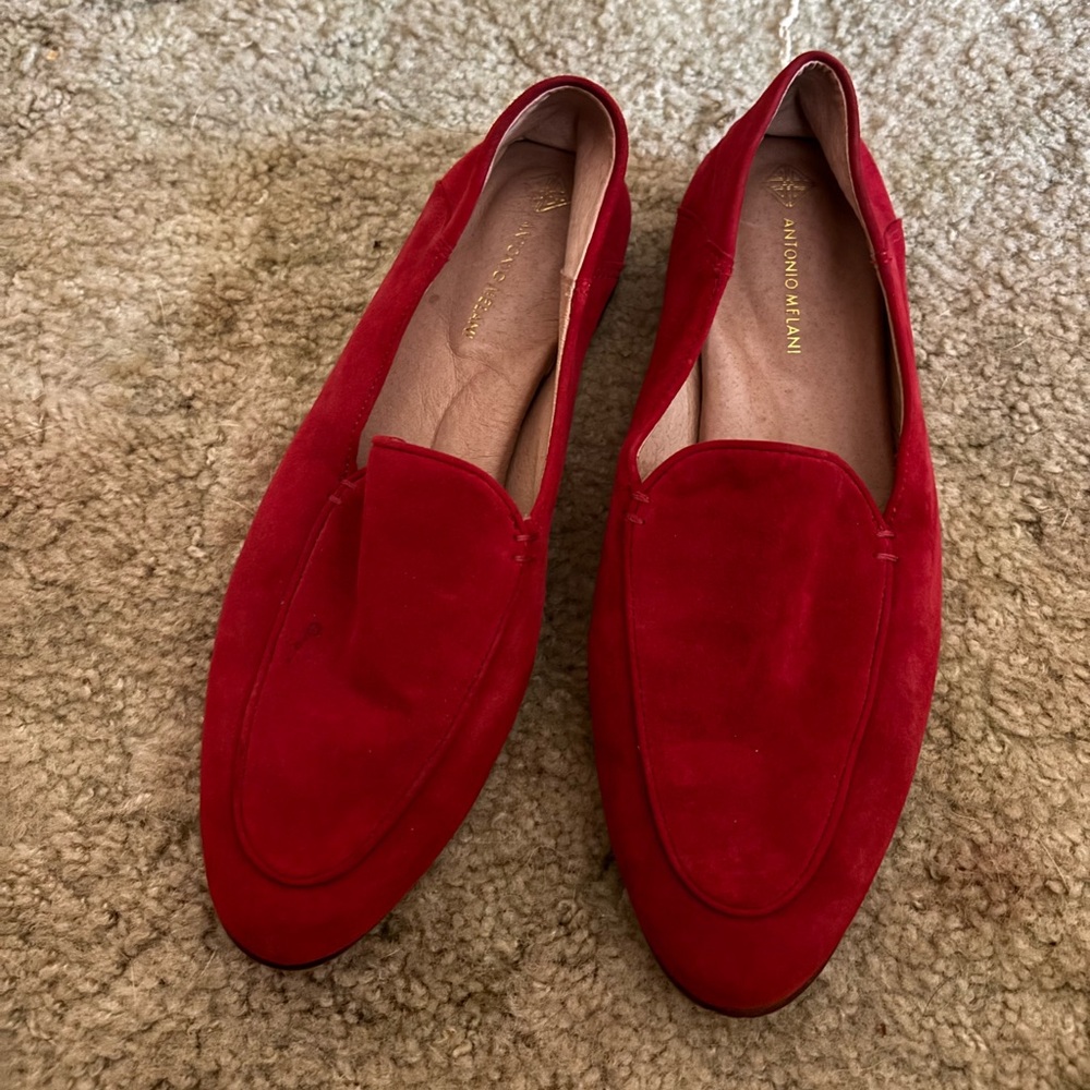 antonio melani red suede mules size 7